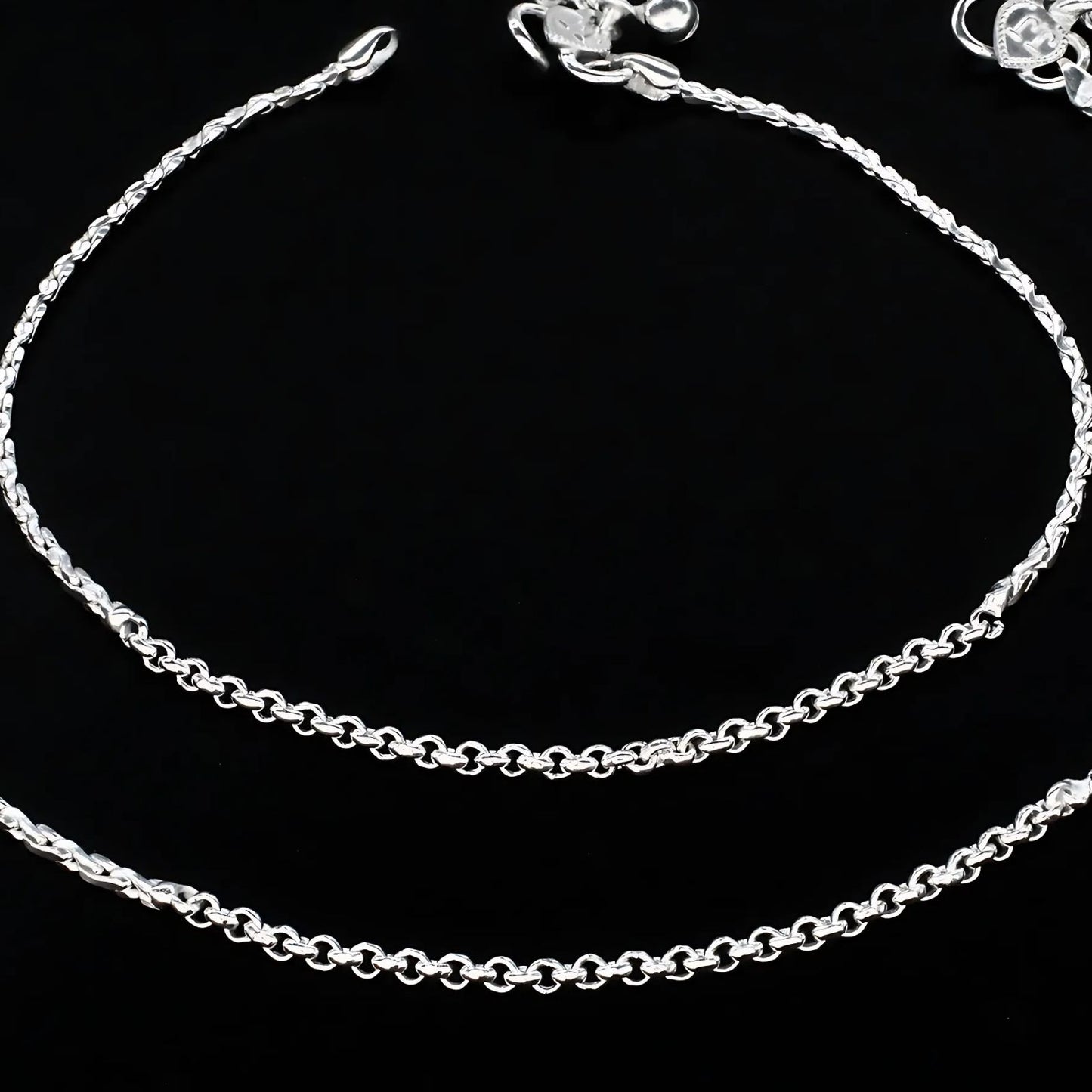 Real Silver women unique Anklet Payal Pair 10.3"