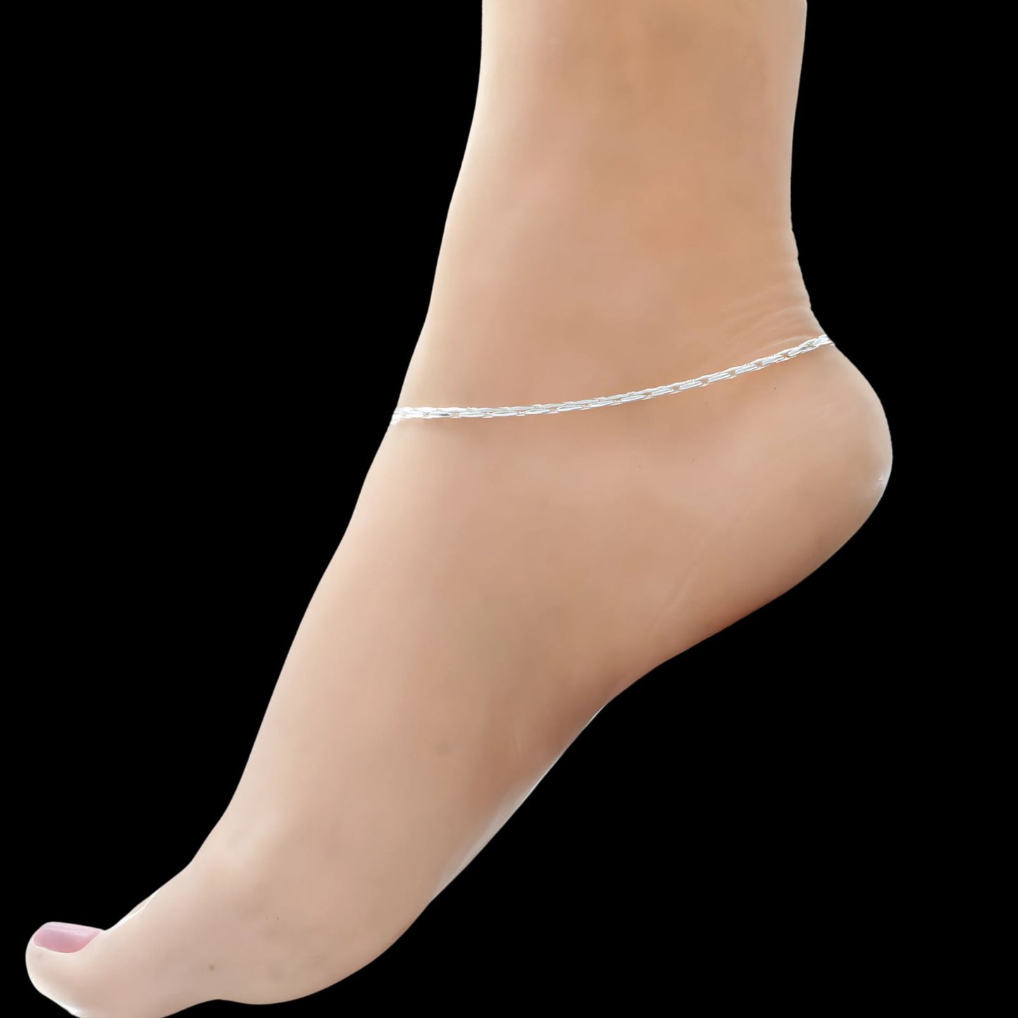 Real Silver women beach wear Payal Anklet Pair 10.3"