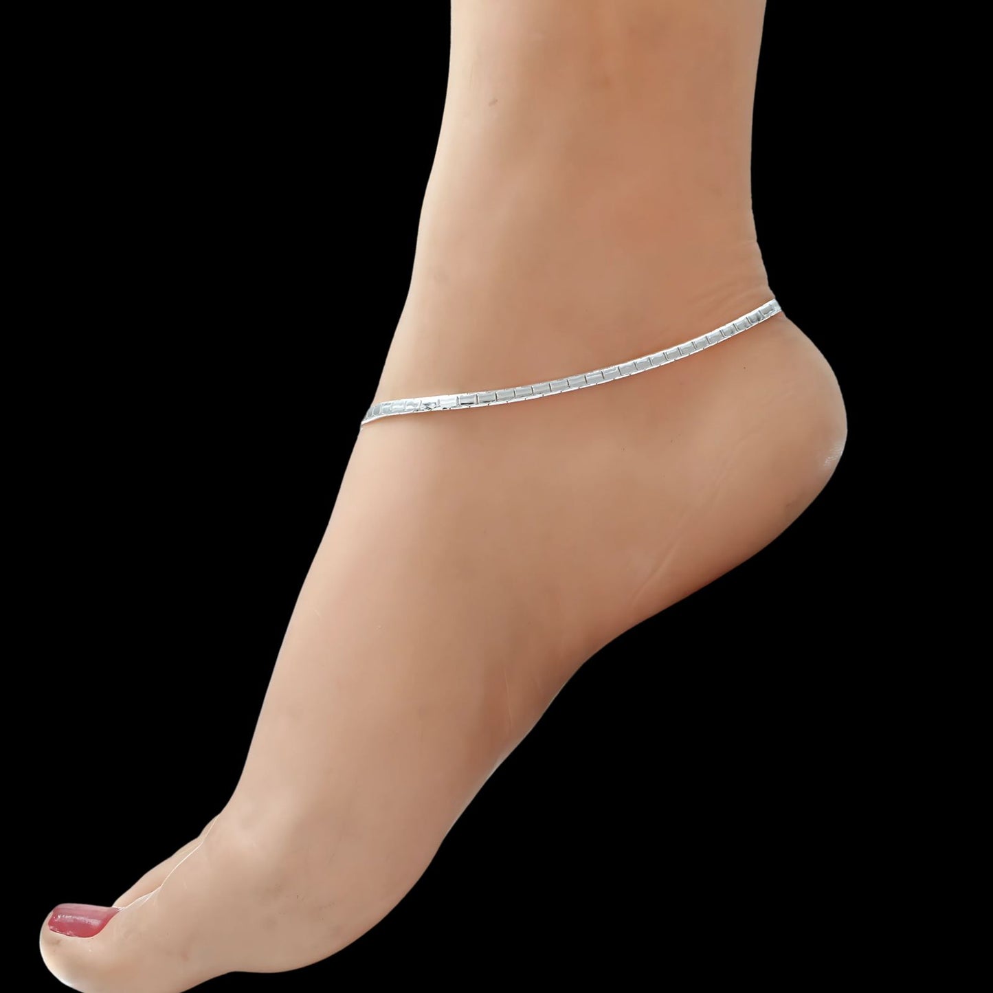 Real Silver women daily wear chain Payal Anklet Pair 10.3"