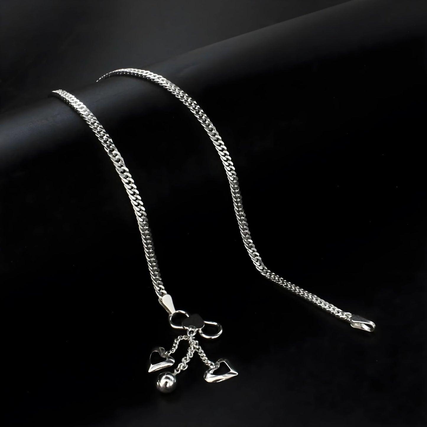 925 Sterling Silver women cuban Chain Anklet 10.3" - Single