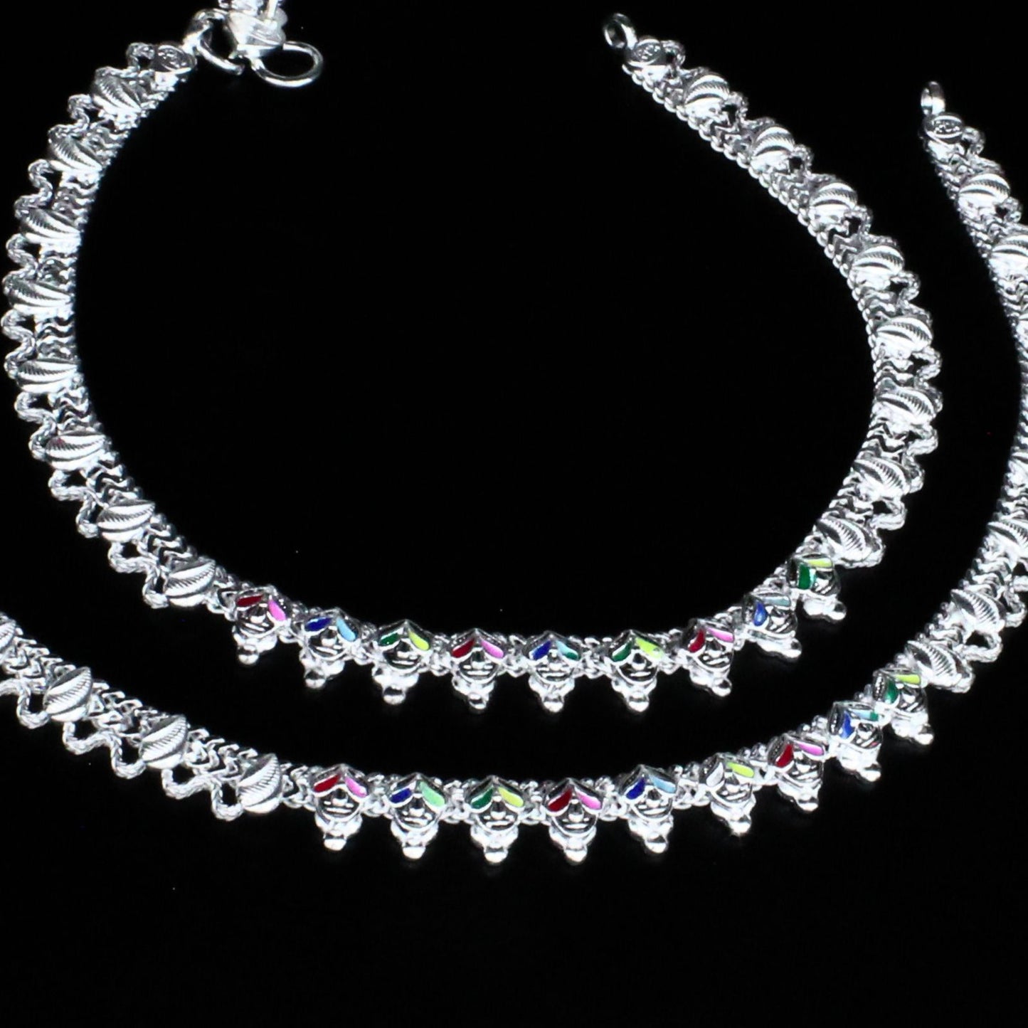 Real Sterling Silver women daily wear Anklet Ankle Pair 10"