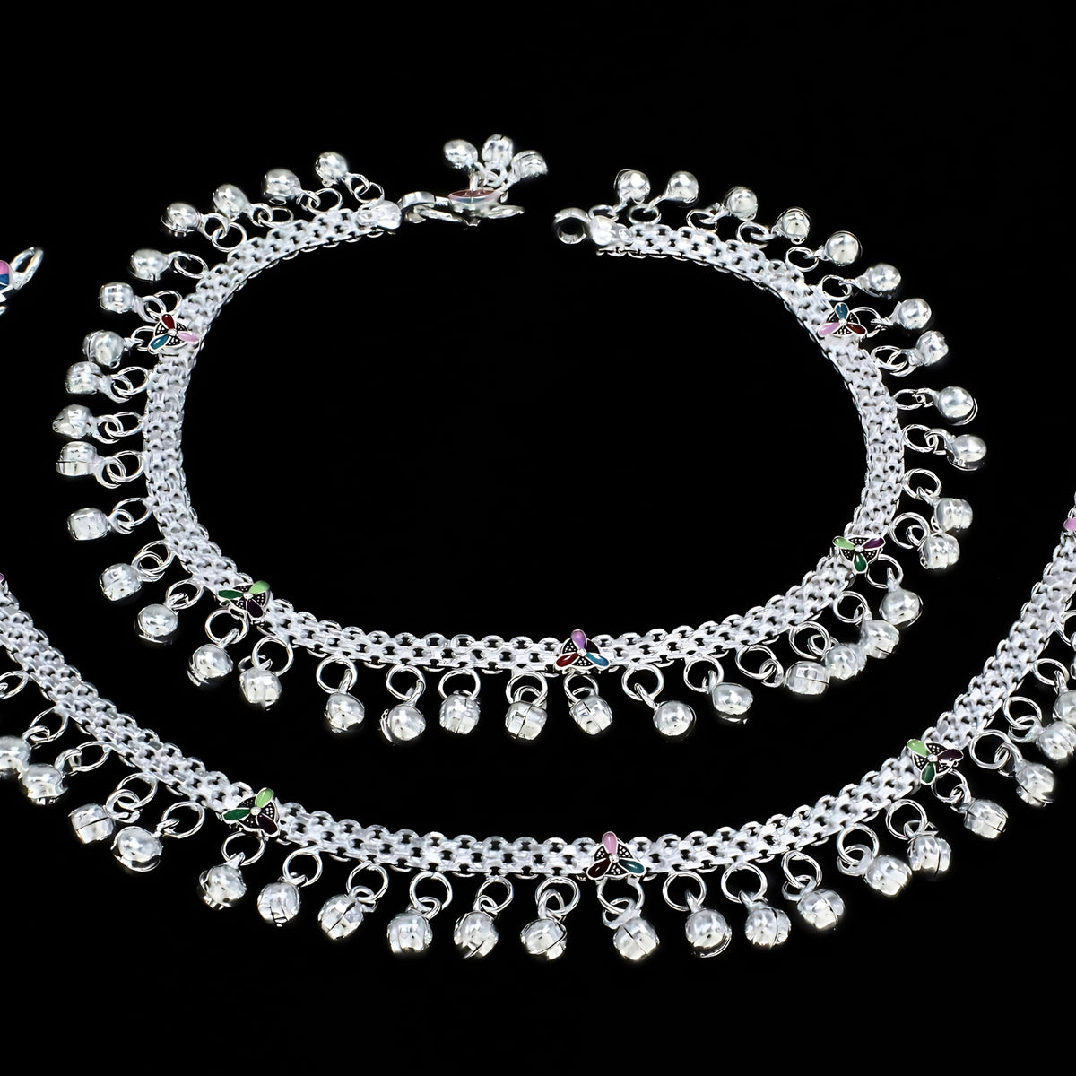 Real Silver Women Payal Anklet with Ghungroo ā Pair 10 inch