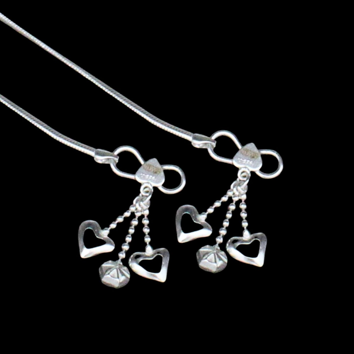 light weight designer 925 Sterling Silver Indian women Anklets Bracelet Pair 10.3"