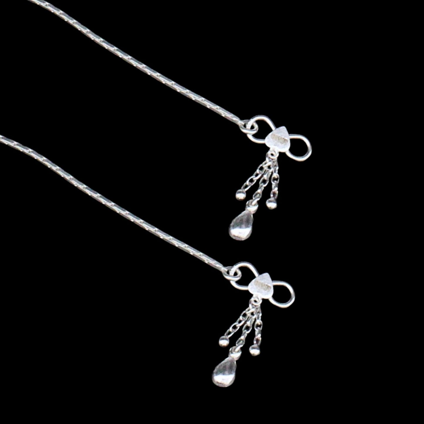 Boho style 925 Sterling Silver Indian women Anklets Bracelet Pair 10.3"