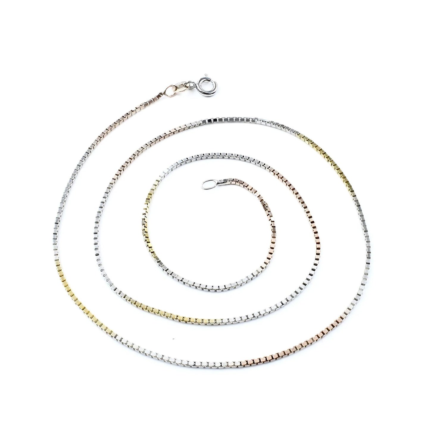 Three Tone 925 Sterling Silver amazing box design Neck Chain 18"