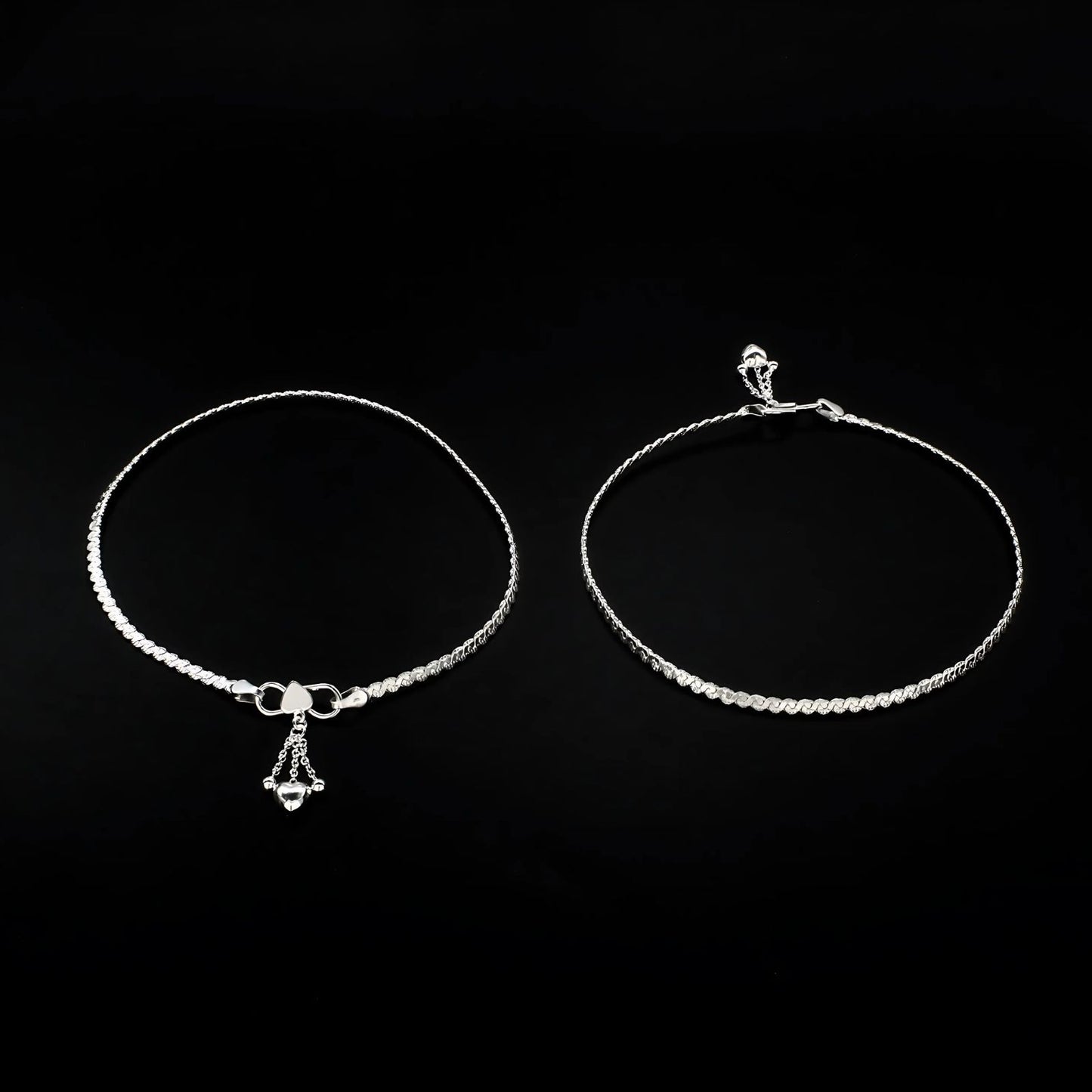 Girlish 925 Sterling Silver Chain Anklet Pair 10.3"