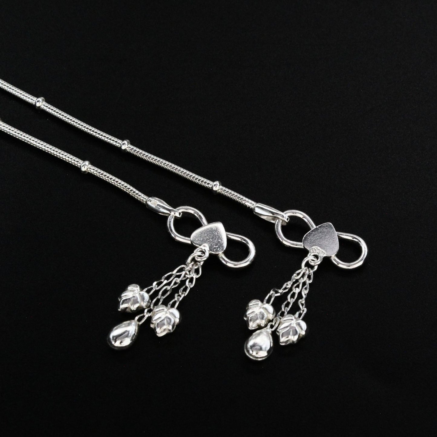 925 Sterling Silver gifting women Chain Anklet Pair 10.3"