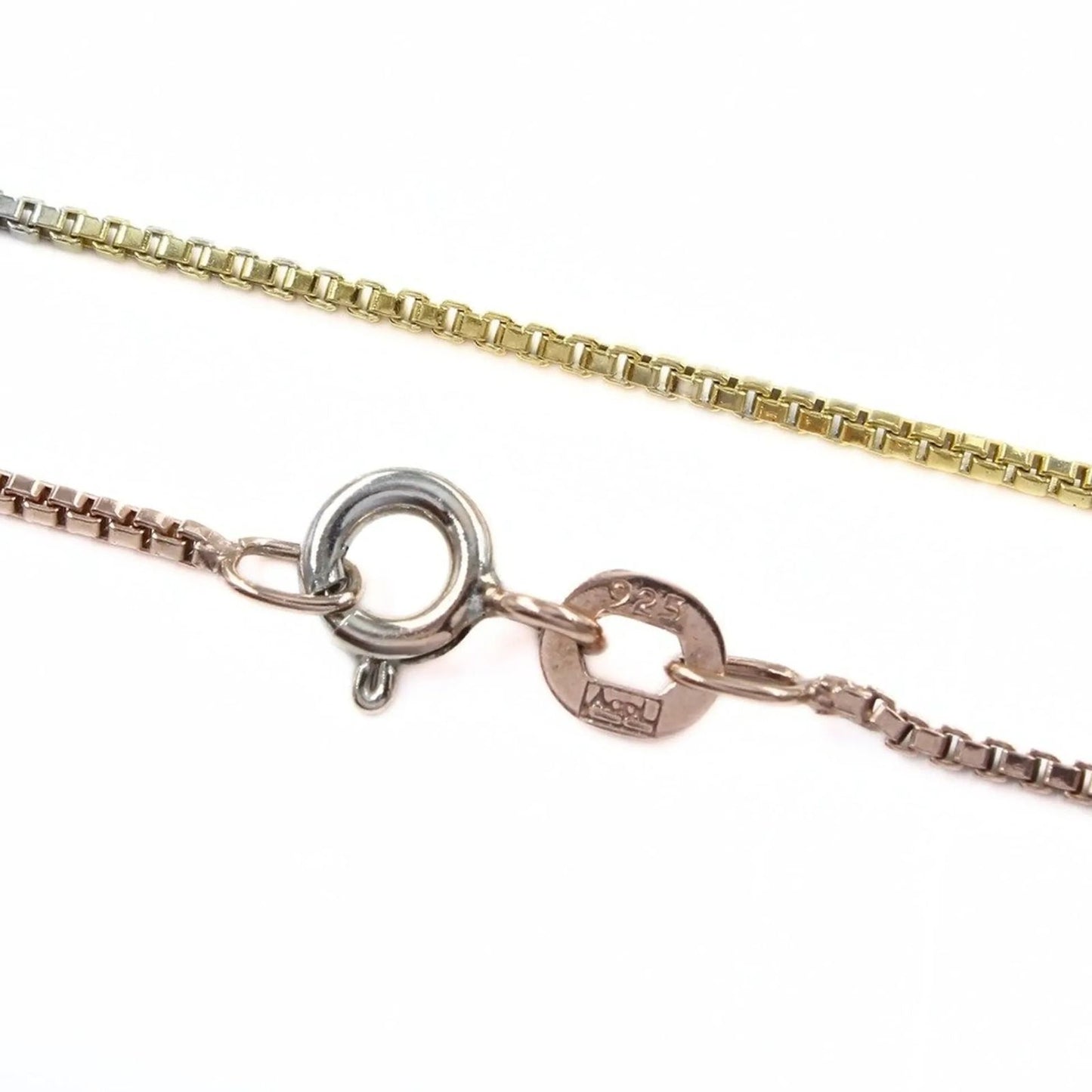 Three Tone 925 Sterling Silver amazing box design Neck Chain 18"