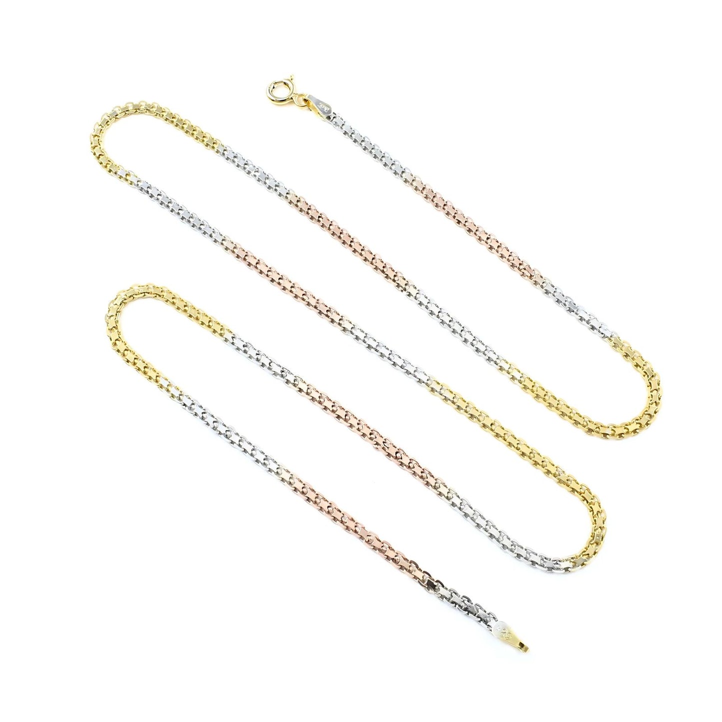 Triple Tone 925 Sterling Silver Neck Chain 20"