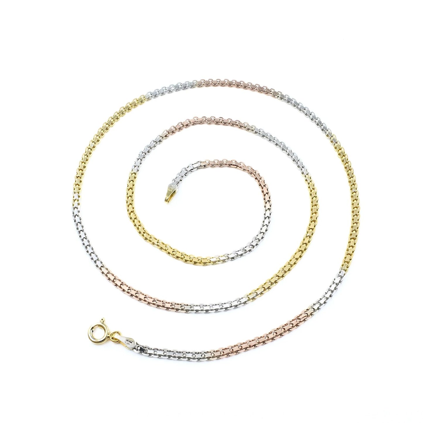 Triple Tone 925 Sterling Silver Neck Chain 20"