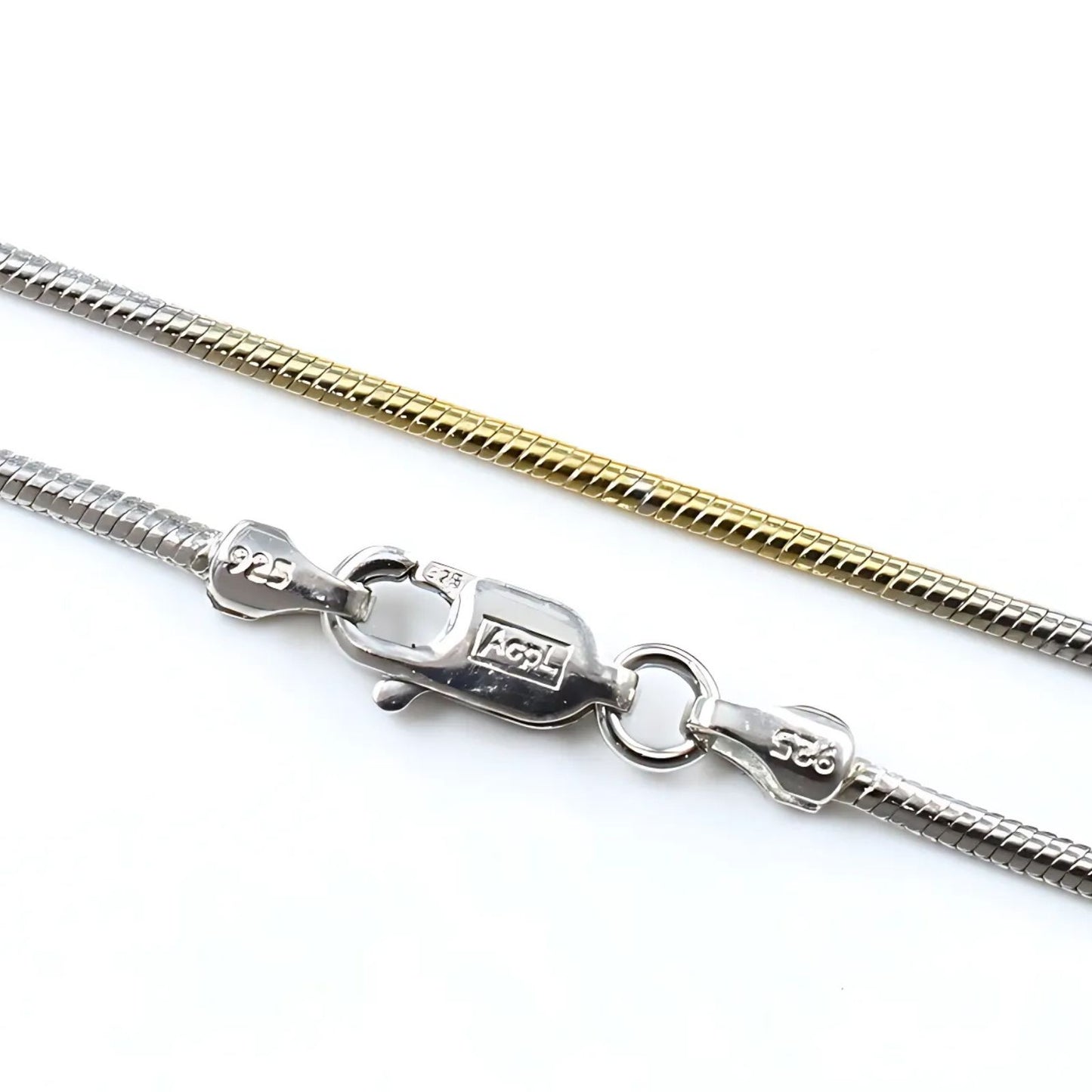 Three Tone 925 Sterling Silver Women Neck Chain 18"