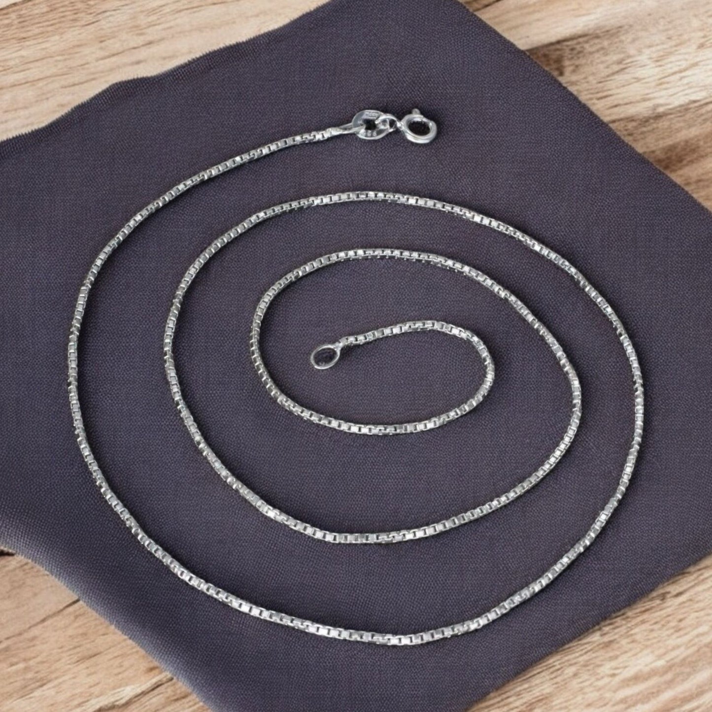 925 Sterling Silver box design Neck Chain 18"