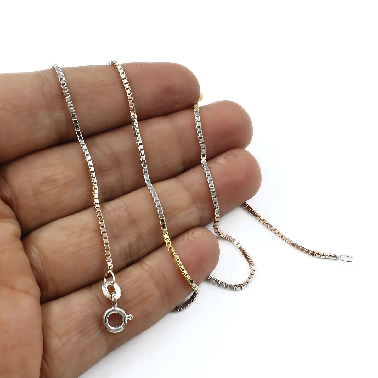 Three Tone 925 Sterling Silver Excellent gifting Neck Chain 18"