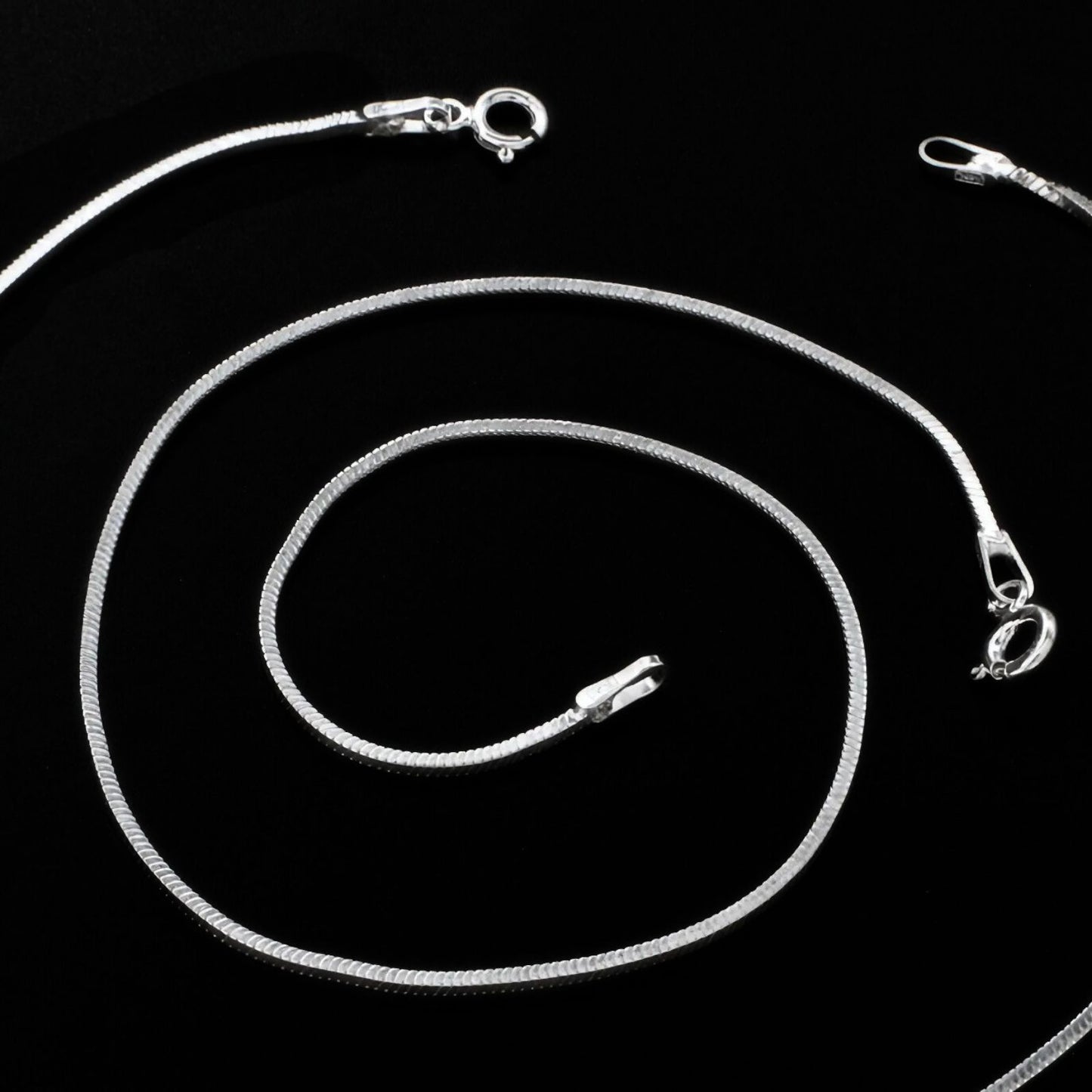 925 Sterling Silver girlish Thin Square Snake Anklet Pair 10.3"