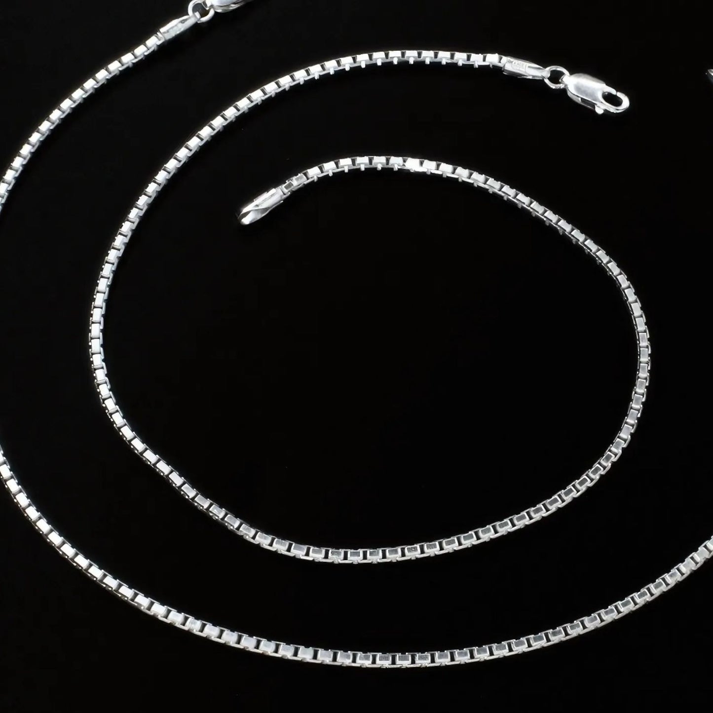 925 Sterling Silver women box chain Anklet Ankle Pair 10.3"