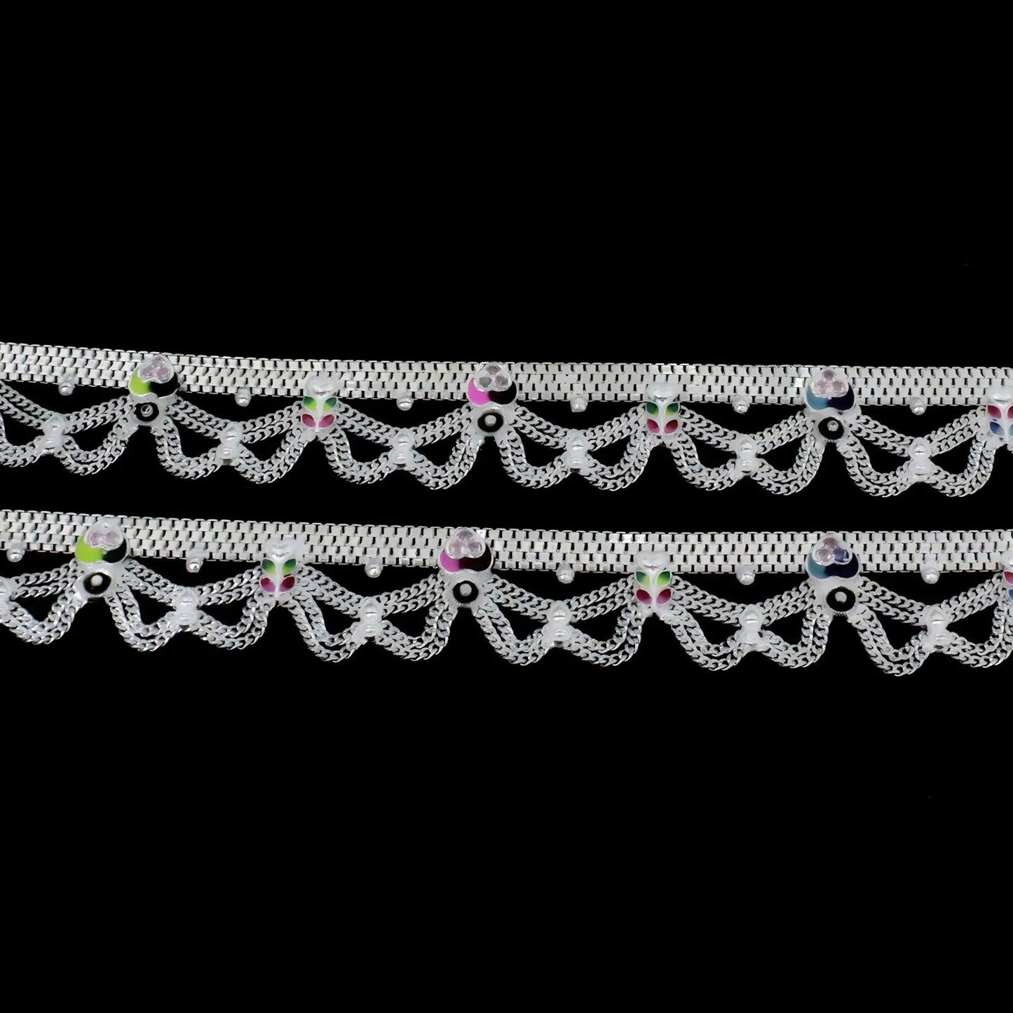 Real Sterling Silver women Bridal style Pink CZ Anklet Ankle Bracelet 10.3"