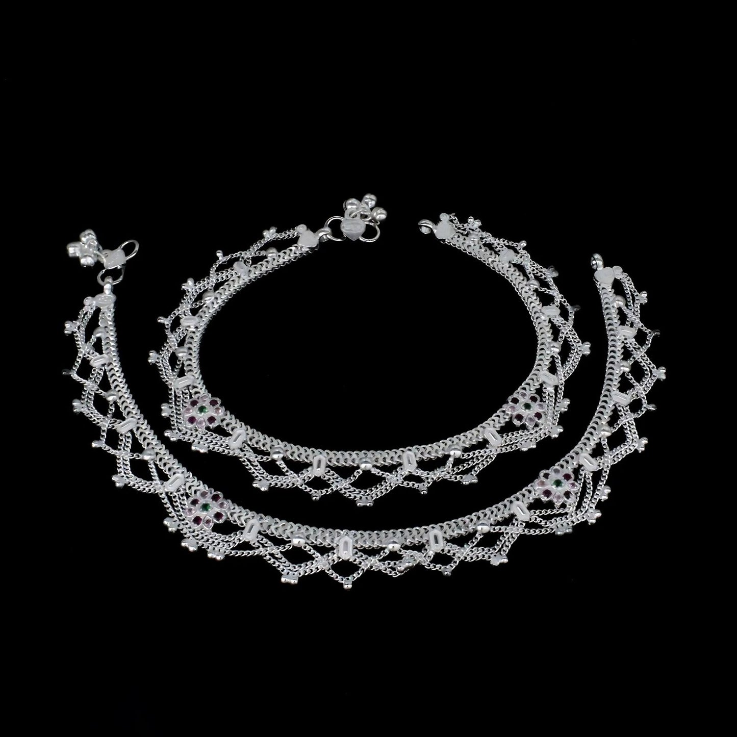 Real Sterling Silver women gifting jewelery Anklet Ankle Bracelet 10.3"