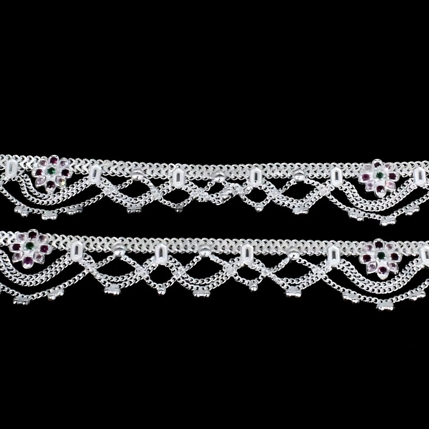 Real Sterling Silver women gifting jewelery Anklet Ankle Bracelet 10.3"