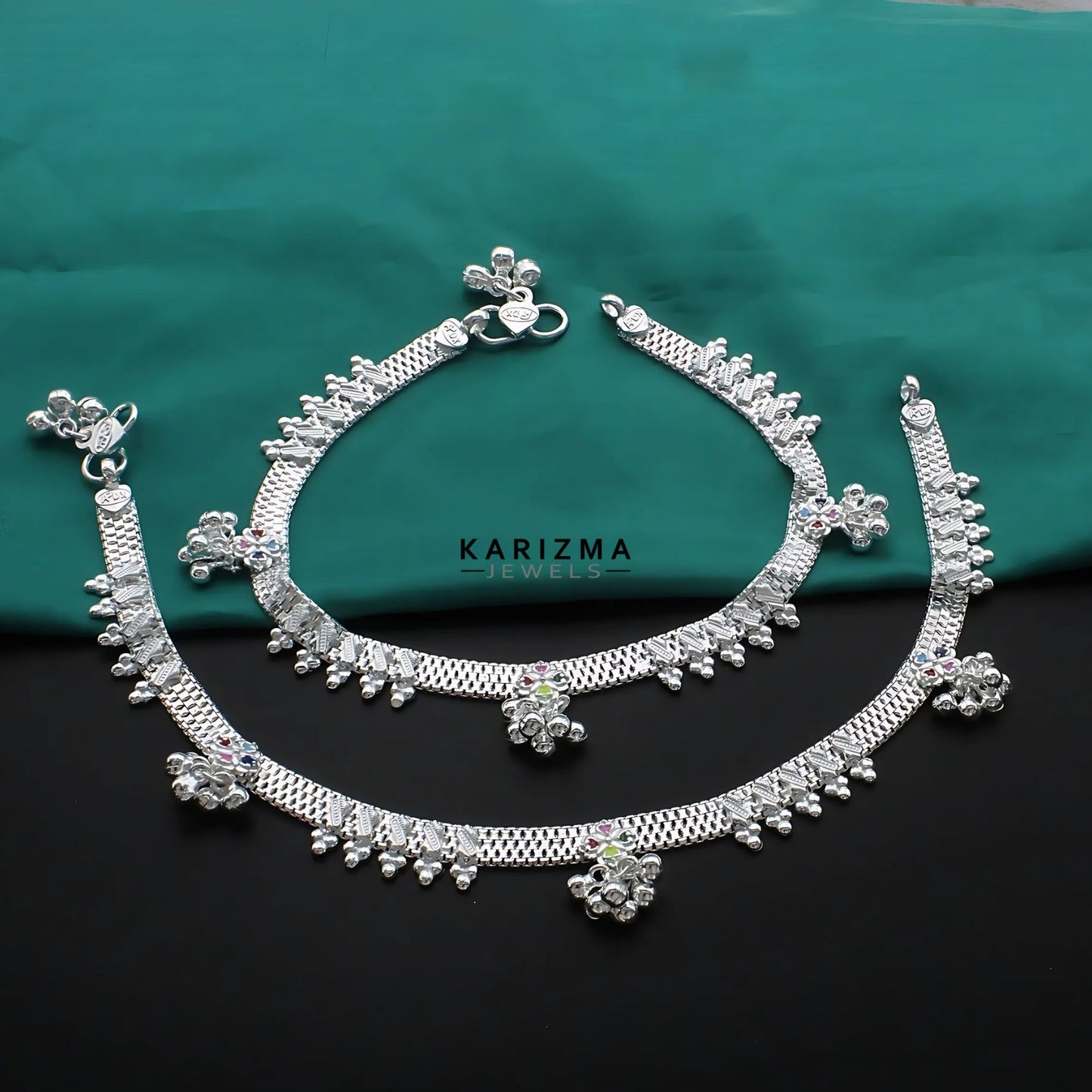 Real Sterling Silver women party wear Anklet Ankle Bracelet 10.3"