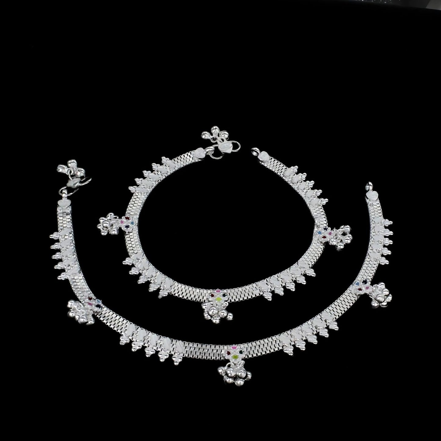 Real Sterling Silver women party wear Anklet Ankle Bracelet 10.3"