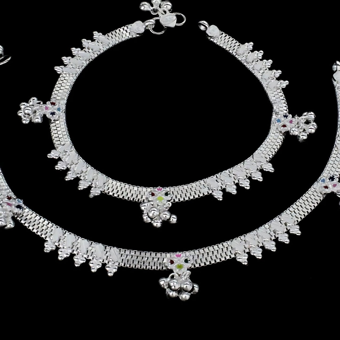 Real Sterling Silver women party wear Anklet Ankle Bracelet 10.3"