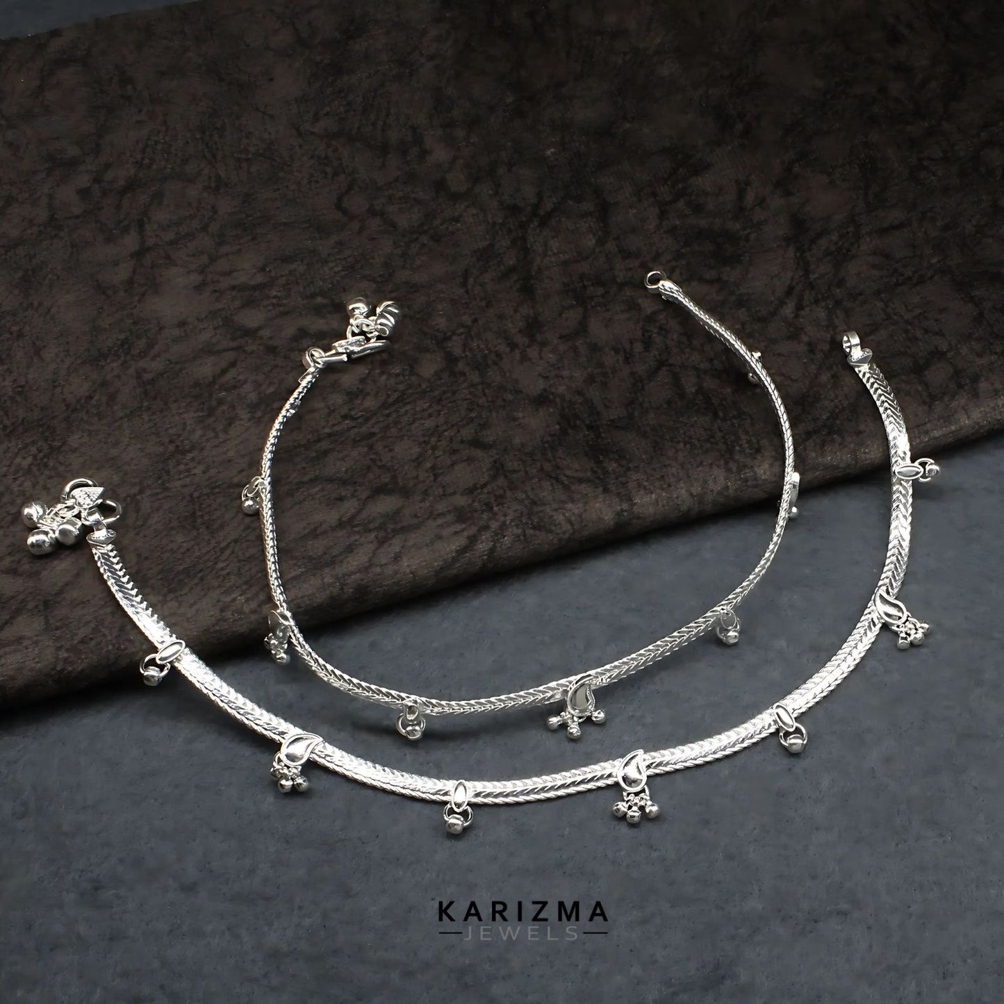 Real Sterling Silver boho style women Anklet Ankle Bracelet 10.3"