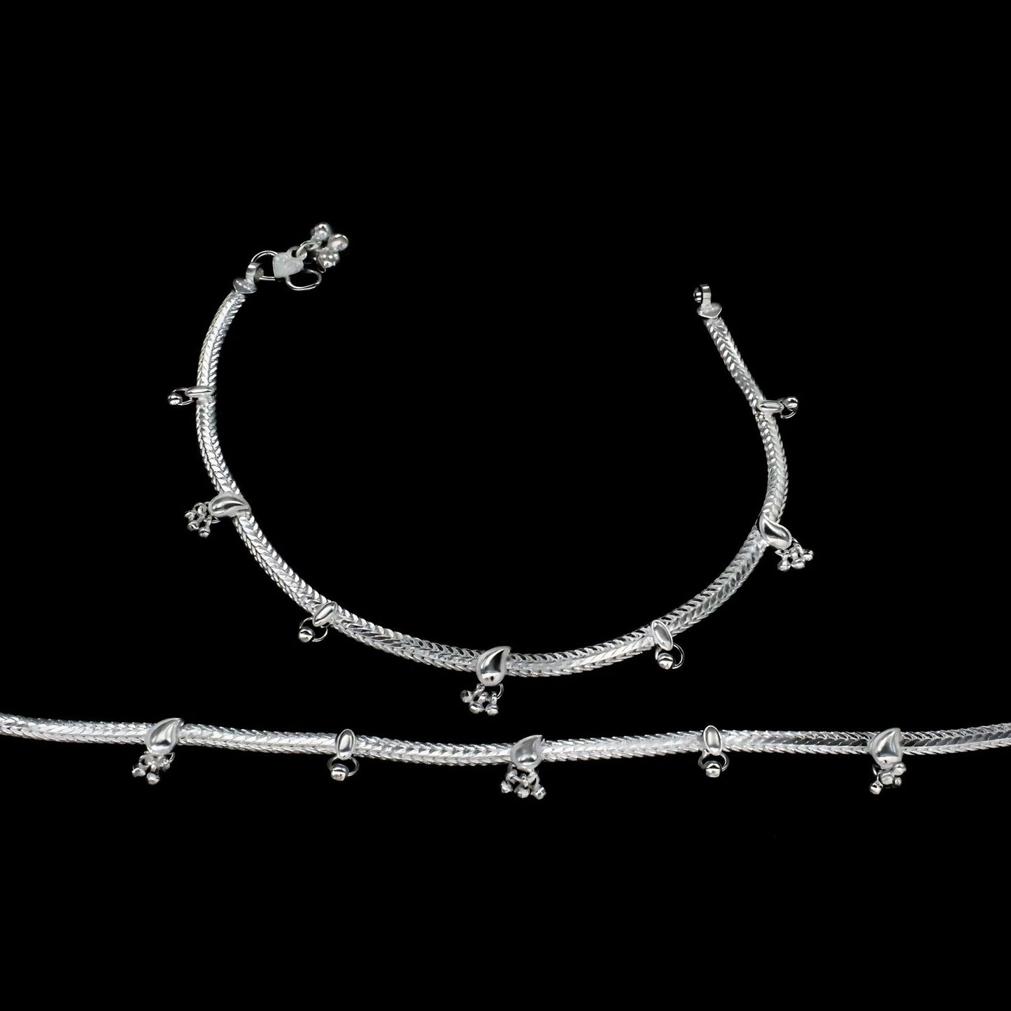Real Sterling Silver boho style women Anklet Ankle Bracelet 10.3"