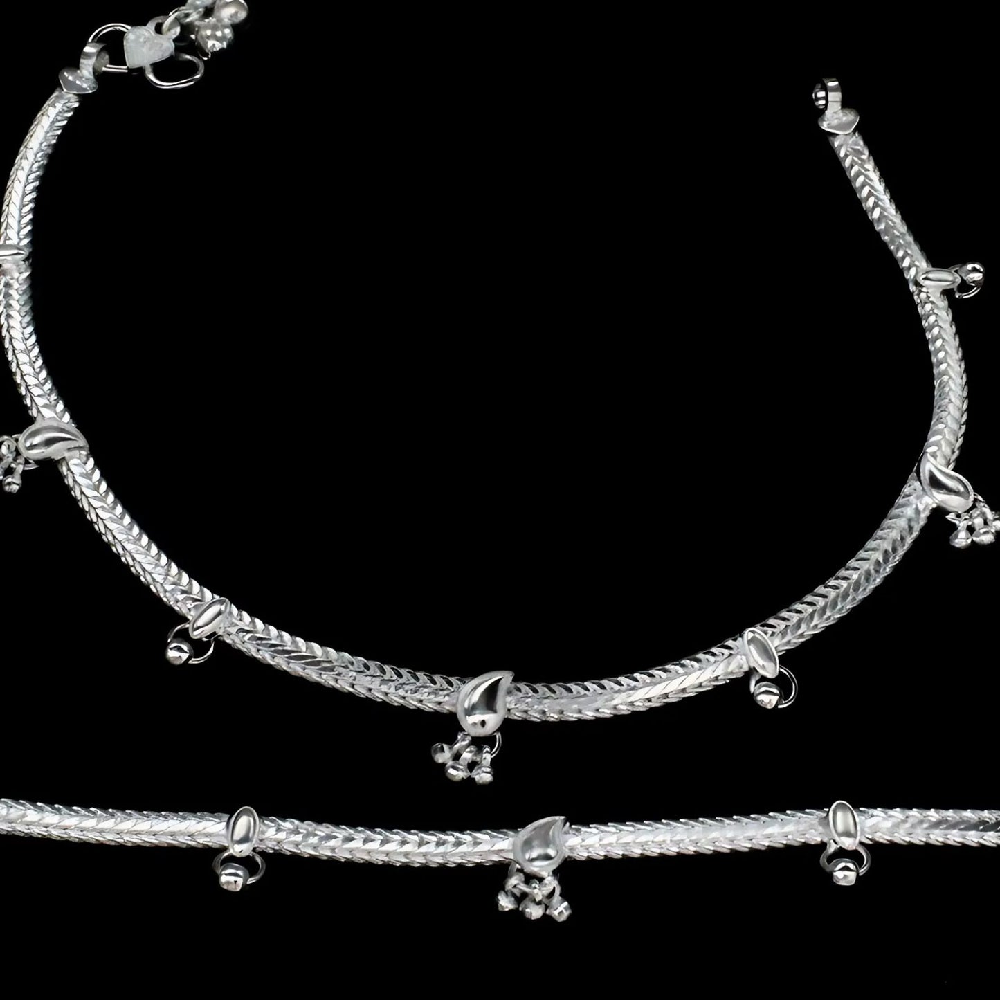 Real Sterling Silver boho style women Anklet Ankle Bracelet 10.3"