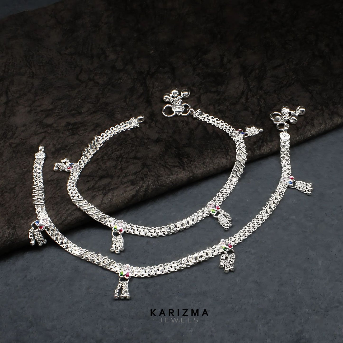 Real Sterling Silver Pink CZ party wear Anklet Ankle Bracelet 10.3"