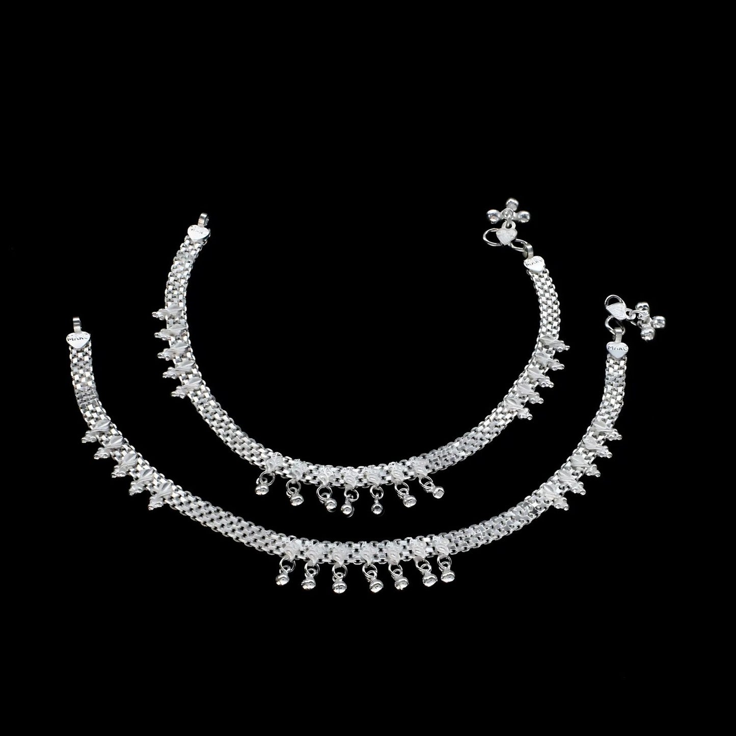 Real Sterling Silver cultural design Anklet Ankle Bracelet 10.3"
