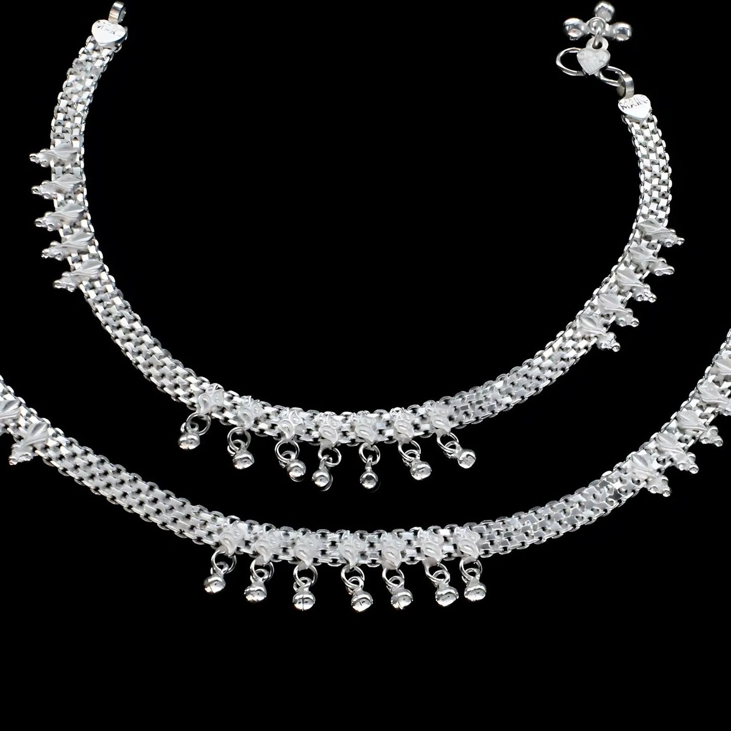 Real Sterling Silver cultural design Anklet Ankle Bracelet 10.3"