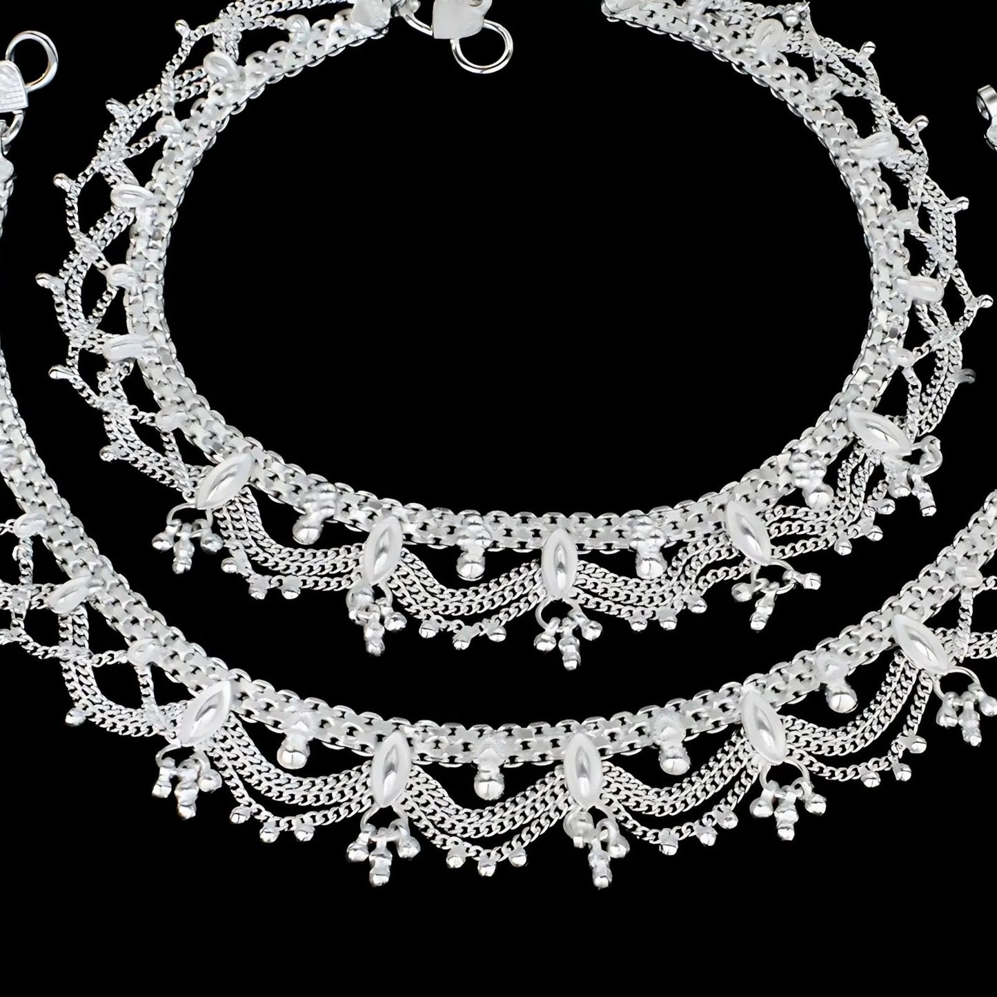 Real Sterling Silver women gorgeous Anklet Ankle Bracelet 10.5"