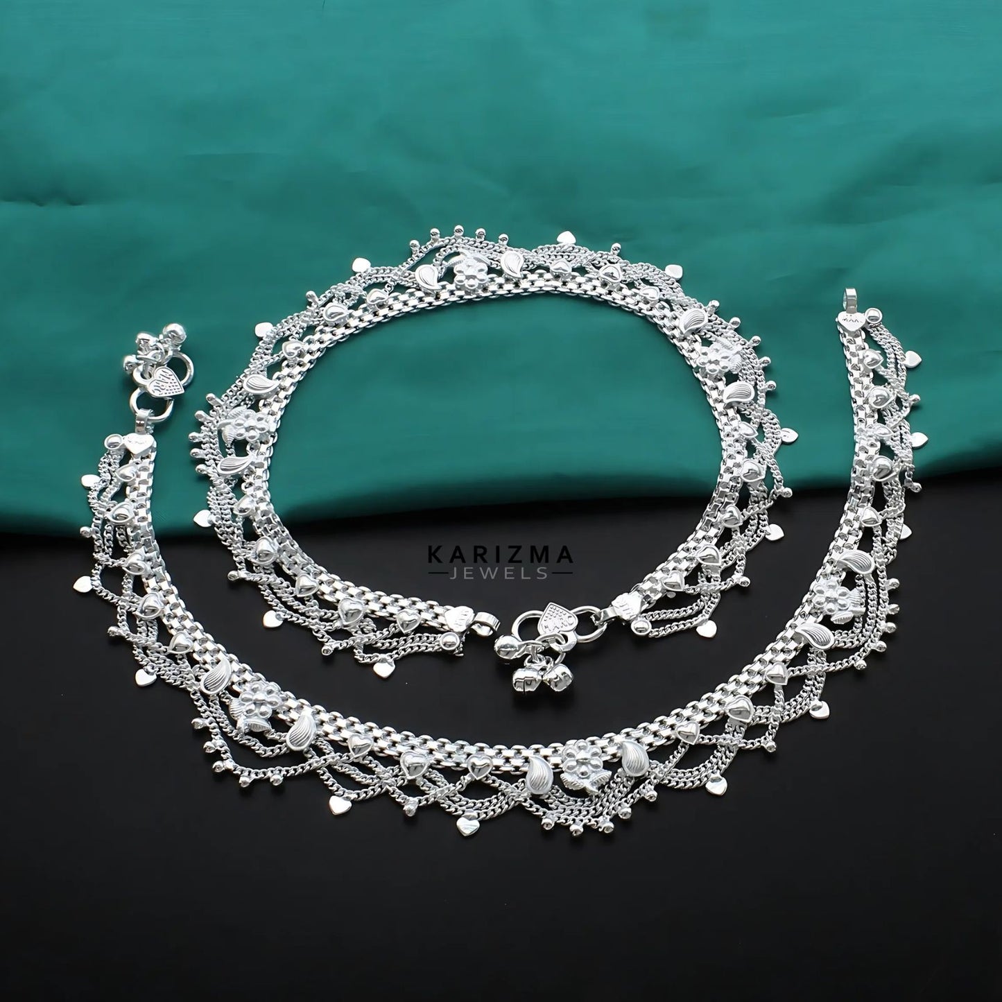 Real Sterling Silver women amazing Anklet Ankle Bracelet 10.3"