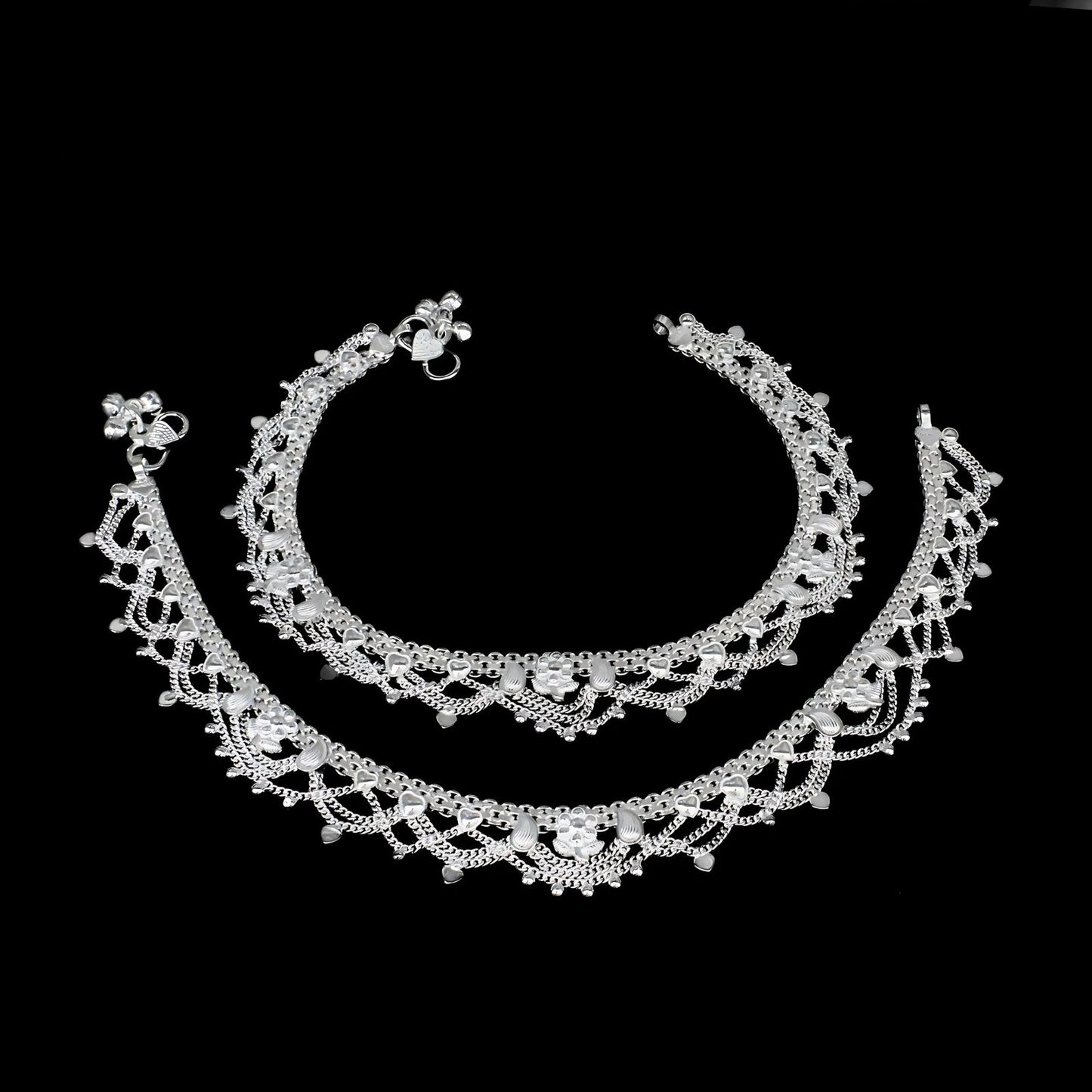 Real Sterling Silver women amazing Anklet Ankle Bracelet 10.3"