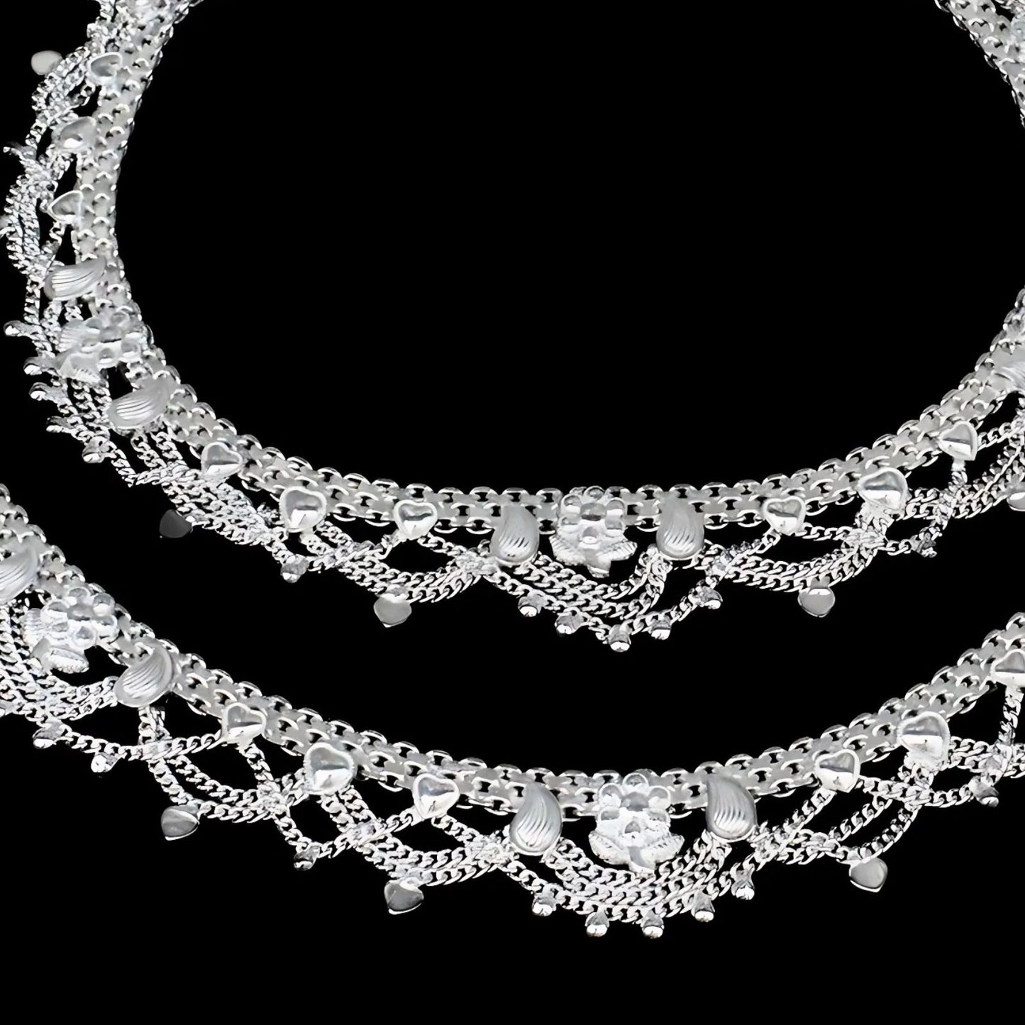 Real Sterling Silver women amazing Anklet Ankle Bracelet 10.3"