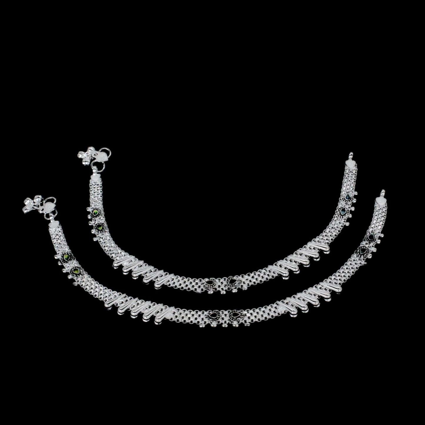 Traditional Real Sterling Silver women Anklet Ankle Bracelet 10.2"