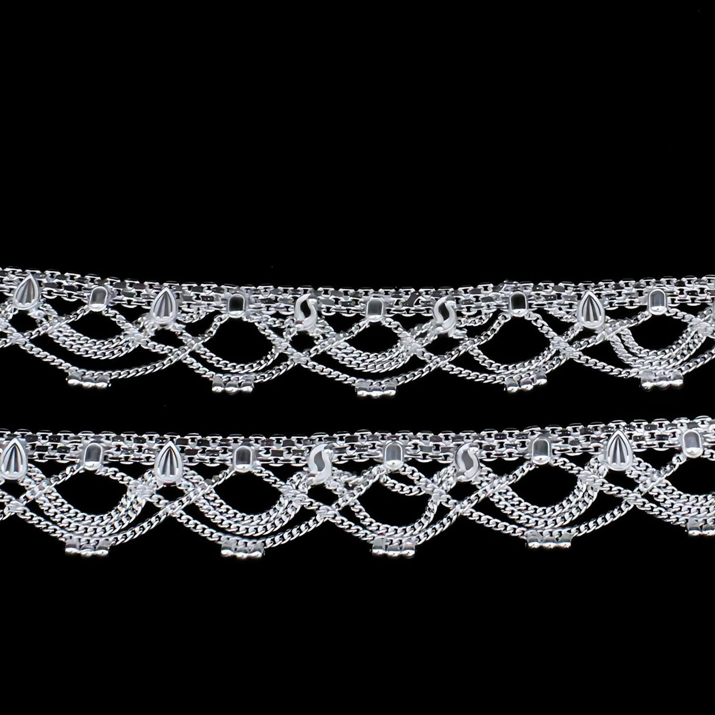 Real Sterling Silver Indian women excellent gifting Anklets Ankle Pair 10.3"