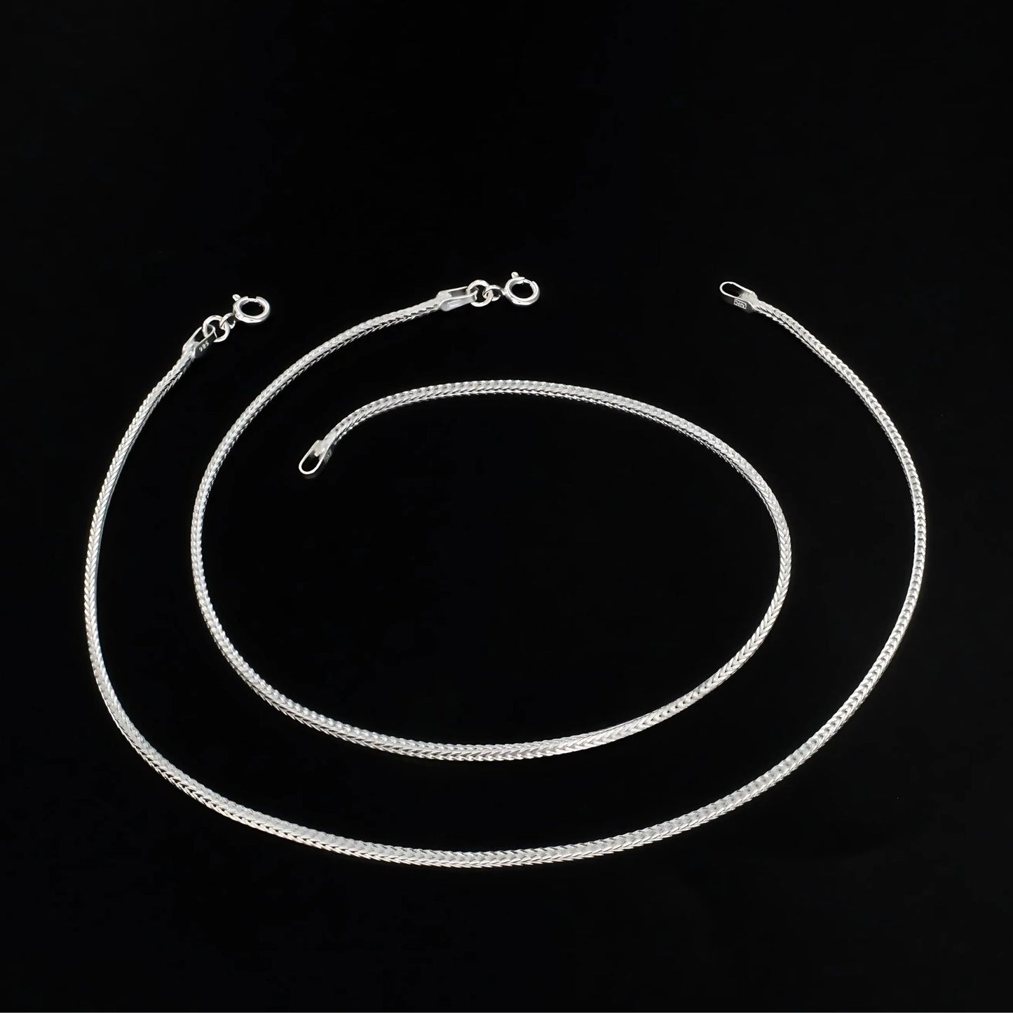 925 Sterling Silver women gifting Chain Anklet Pair 10.3"