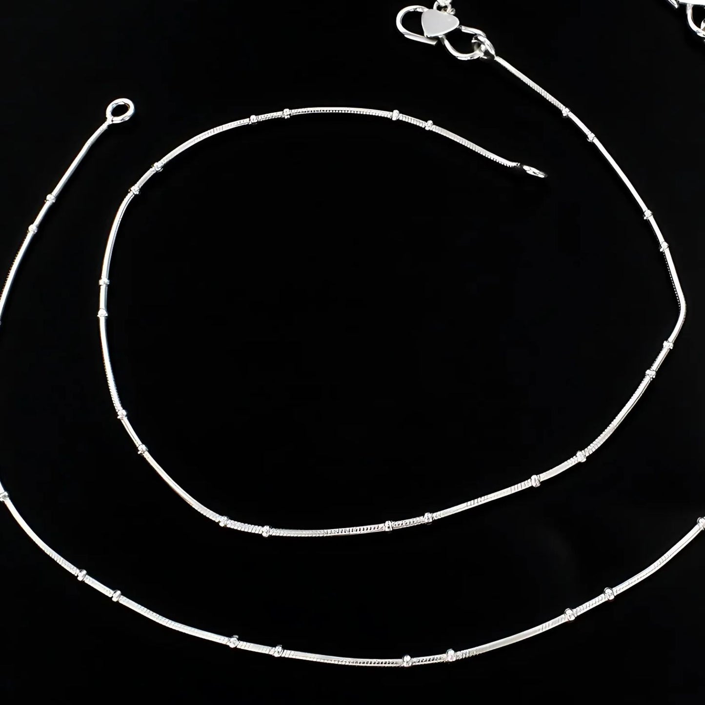 925 Sterling Silver girlish Chain Anklet Pair 10.3"