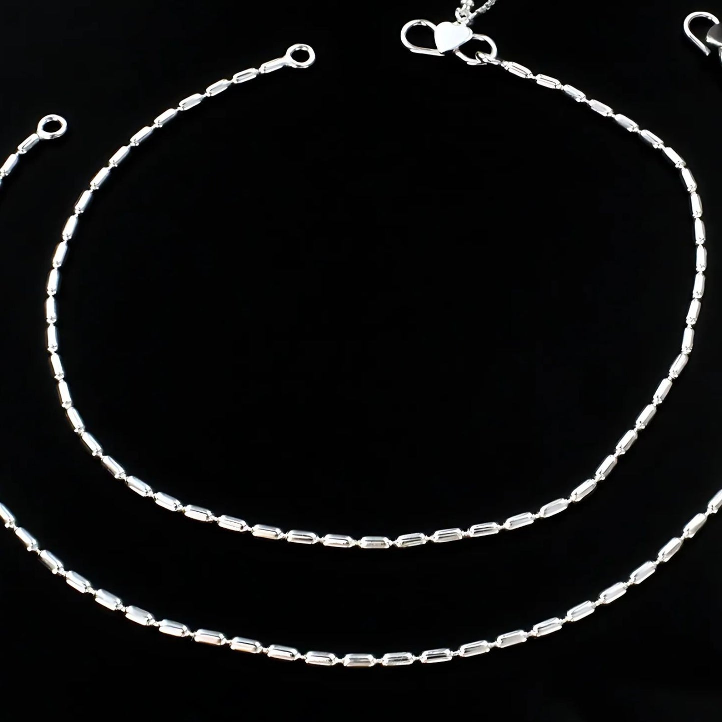 Girlish 925 Sterling Silver capsule design Chain Anklet Pair 10"