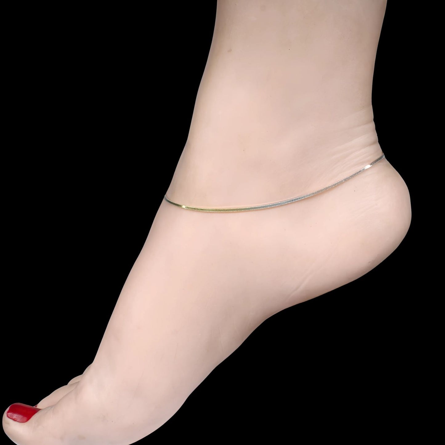 Three tone Girlish 925 Sterling Silver Chain Anklet Pair 10"