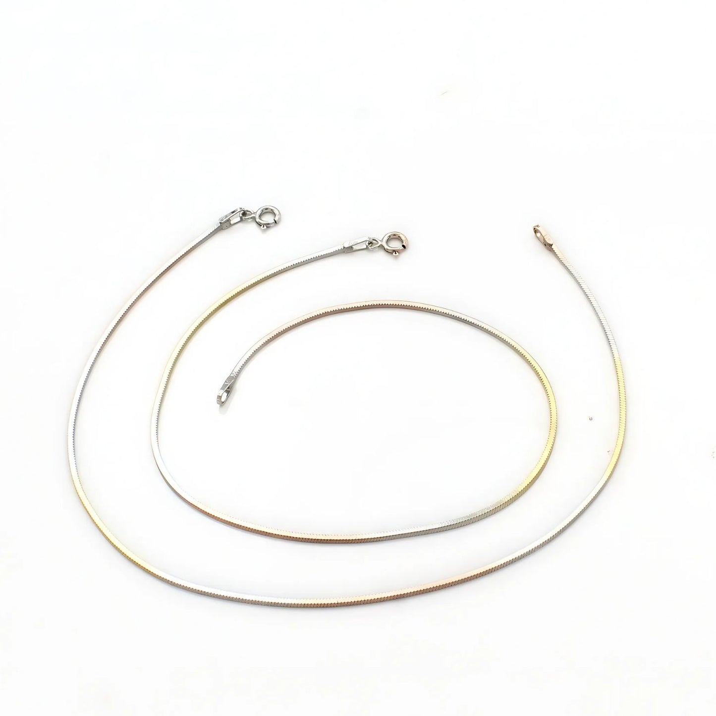Three tone Girlish 925 Sterling Silver Chain Anklet Pair 10"