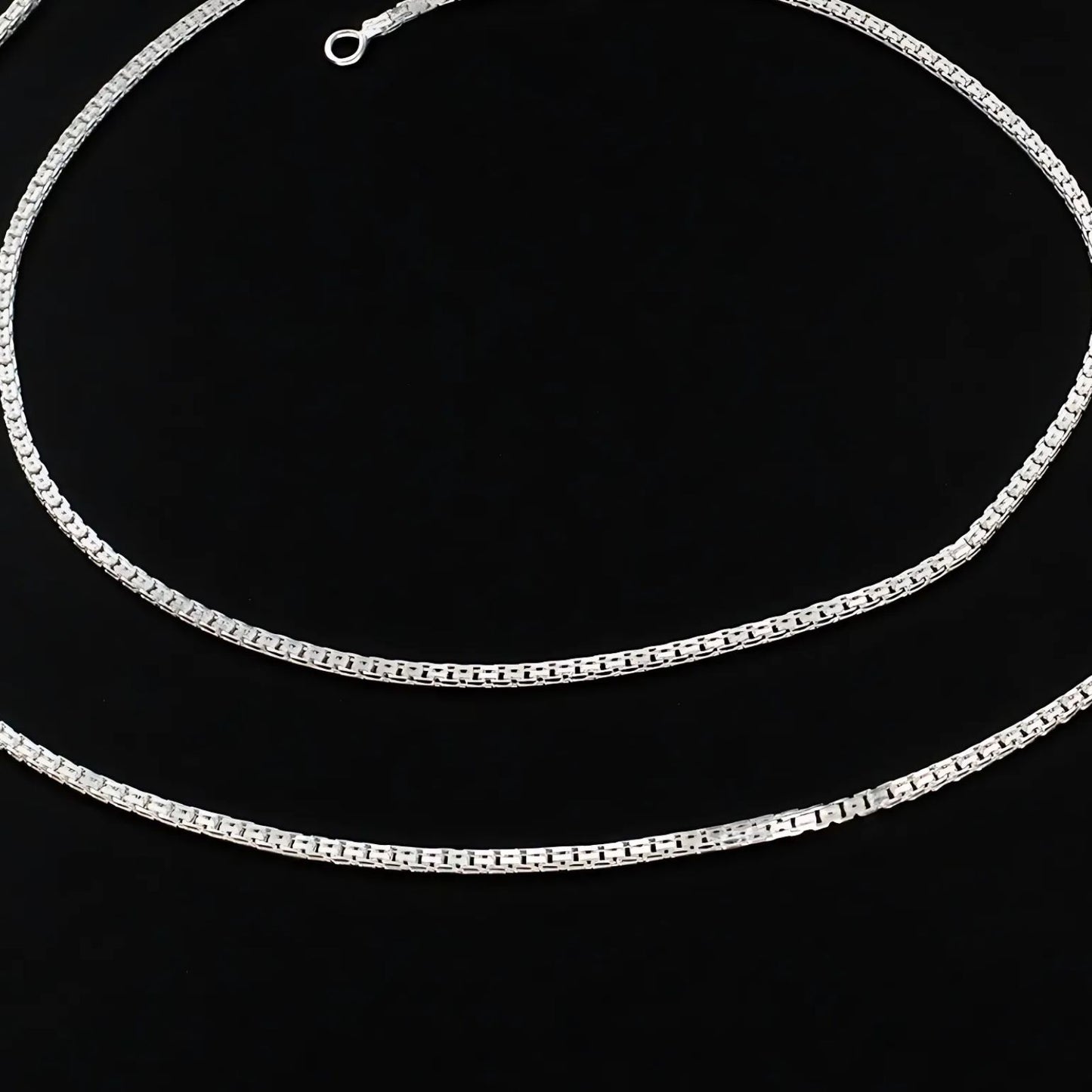 925 Sterling Silver box Chain Anklet Pair 10.3"