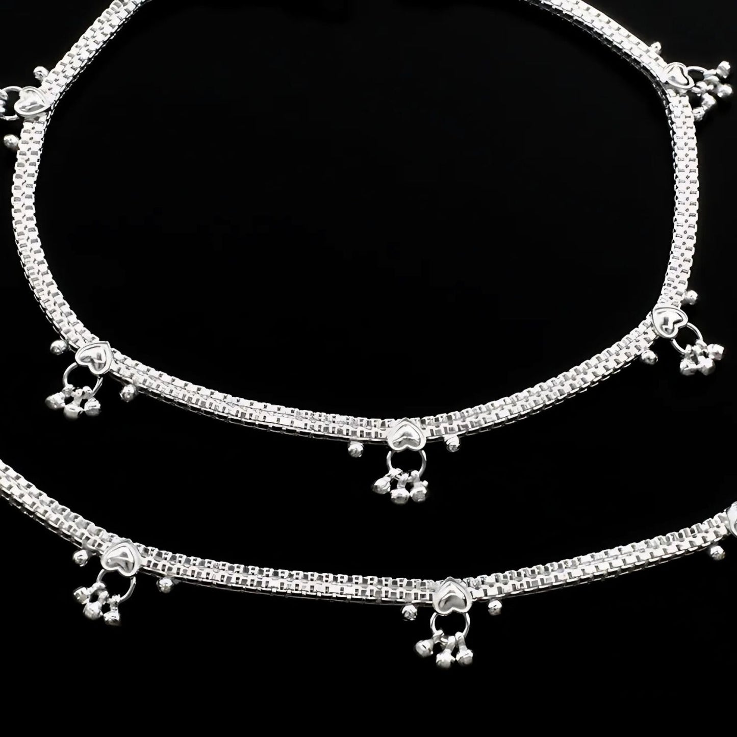 Real Sterling Silver women cultural design Anklet Ankle Pair 10.8"