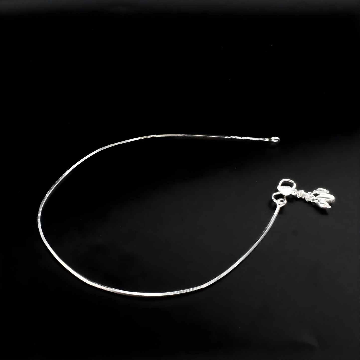 925 Sterling Silver women snake Chain Anklet 10.3" - Single