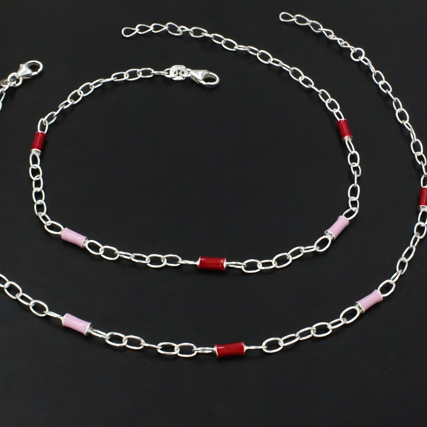 Beach Wear 925 Sterling Silver Chain women Payal Anklet Pair 10.5"