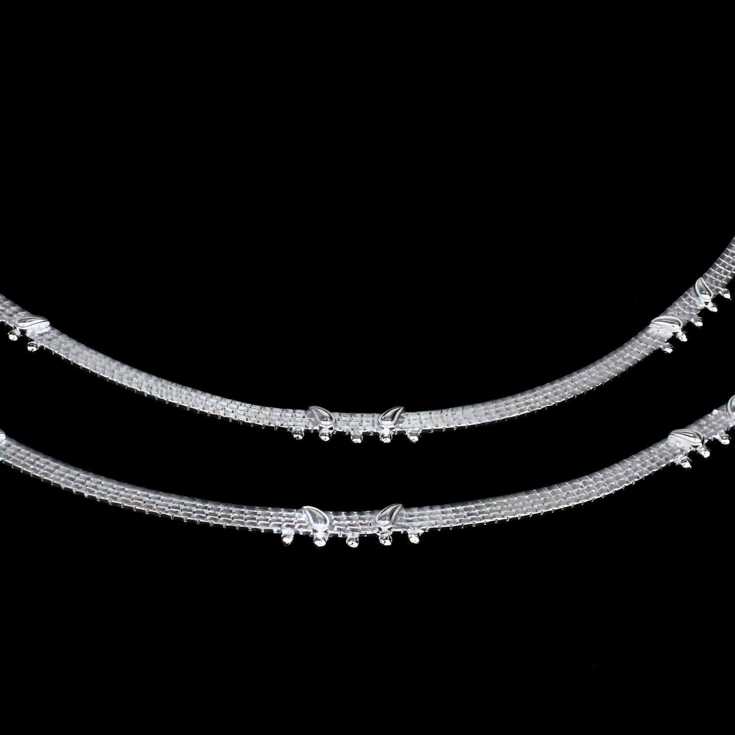 Real Silver Belt Pattern Jhanjhar Women Anklet Pair 10.3"