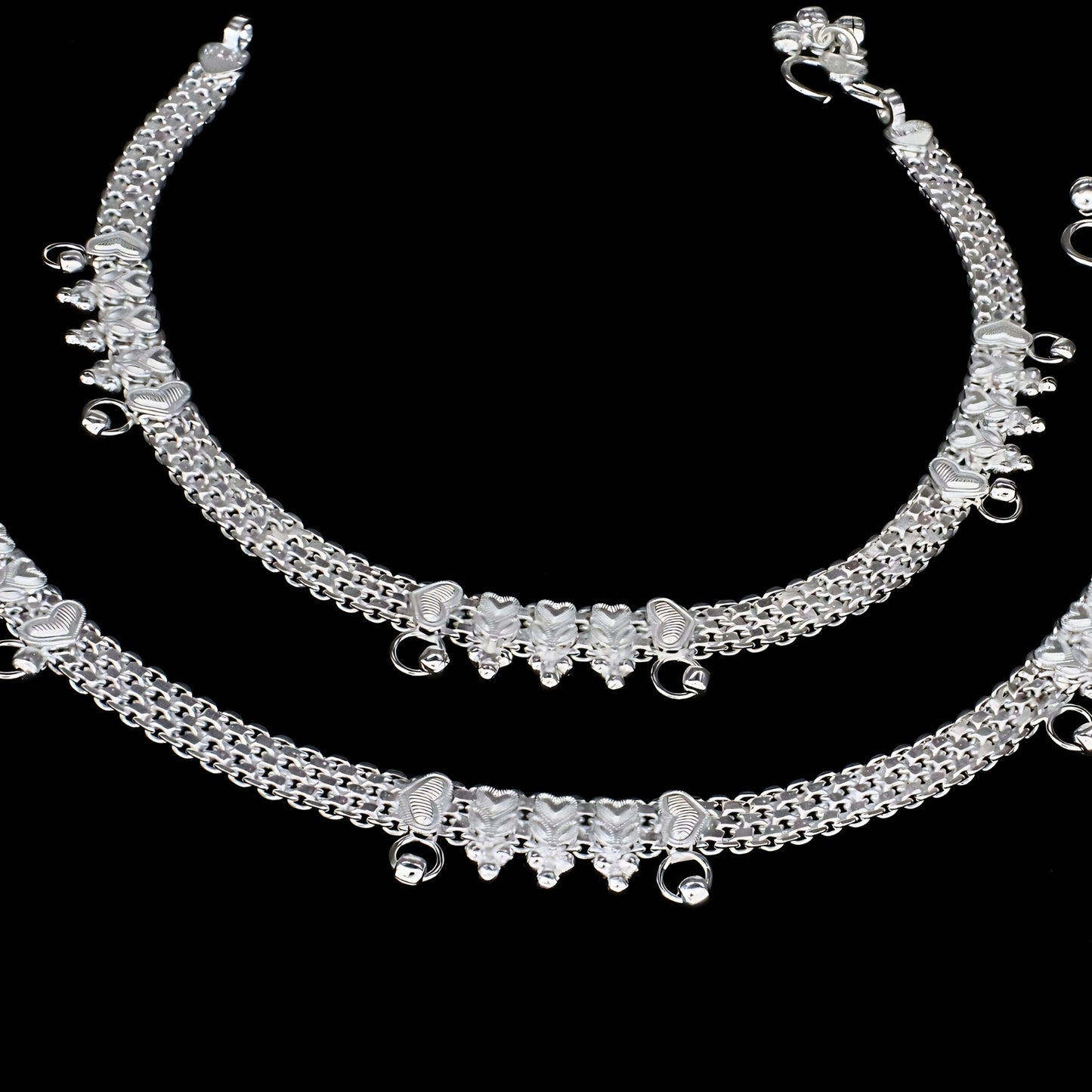 Real Silver Payal Anklet - Royal Look for women Pair 10.3"