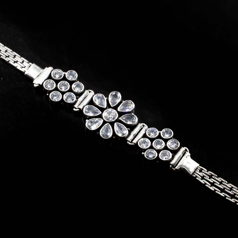 Real Silver CZ Oxidized Bracelet Gift For Girls Women