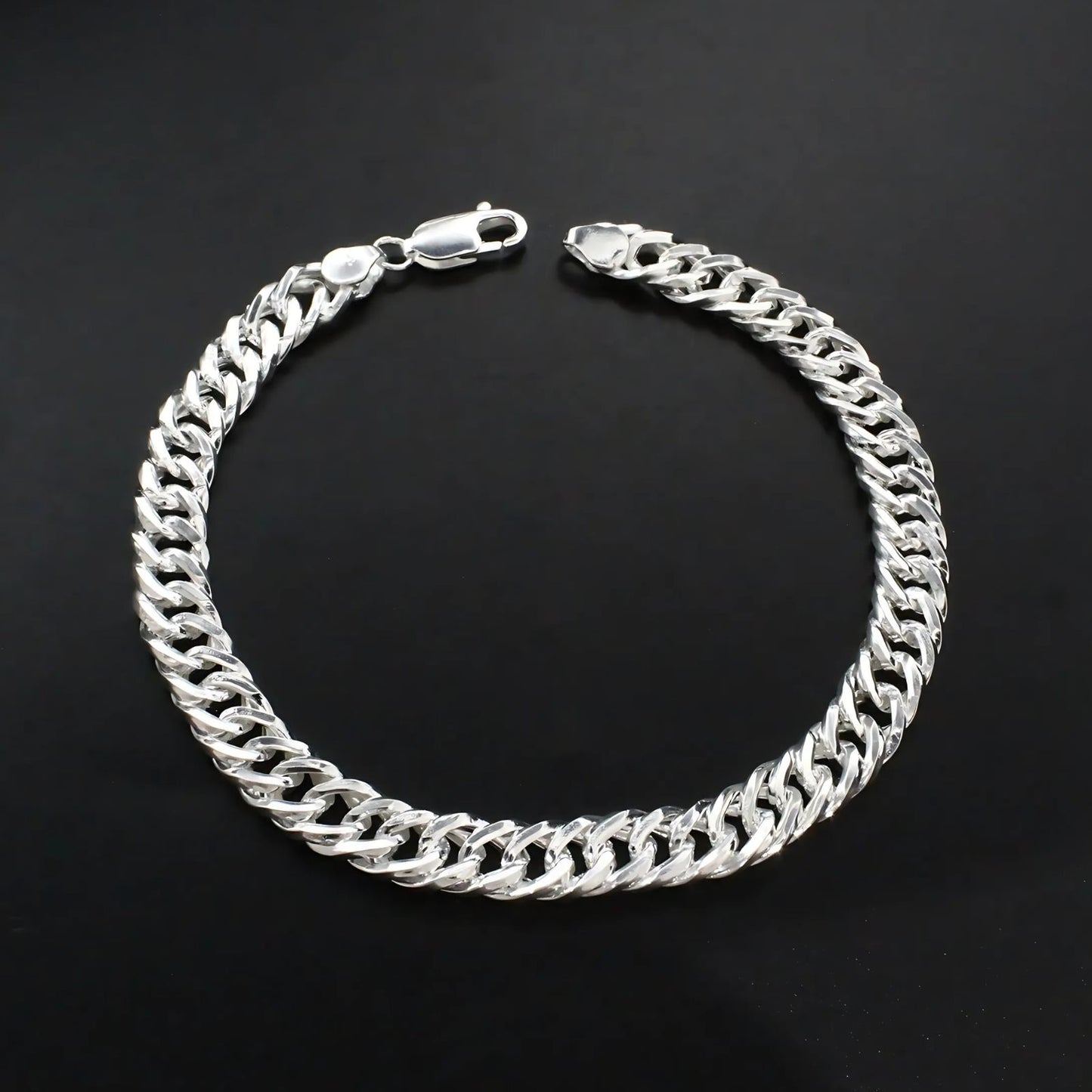 925 Real Silver Cuban Link Men's Chain Bracelet 8.5"